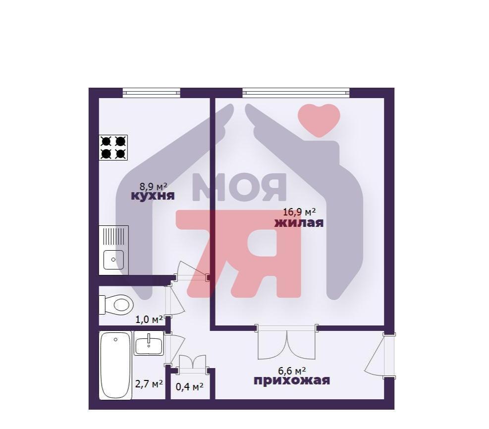 1-комнатная квартира по адресу г. Борисов, Комарова б-р, д. 18