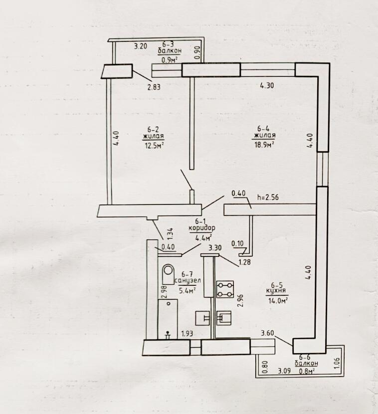 2-комнатная квартира по адресу Ратомка, Спортивная ул., д. 23, к. 3, 2-комн.