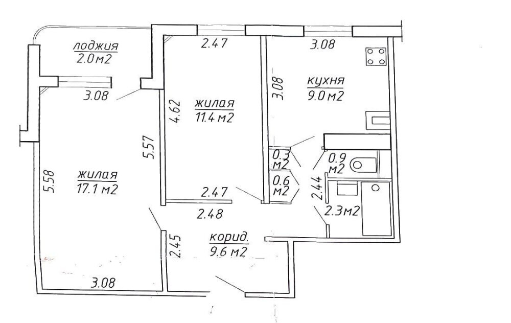 2-комнатная квартира по адресу Минск, Сухаревская ул., д. 55, 2-комн.