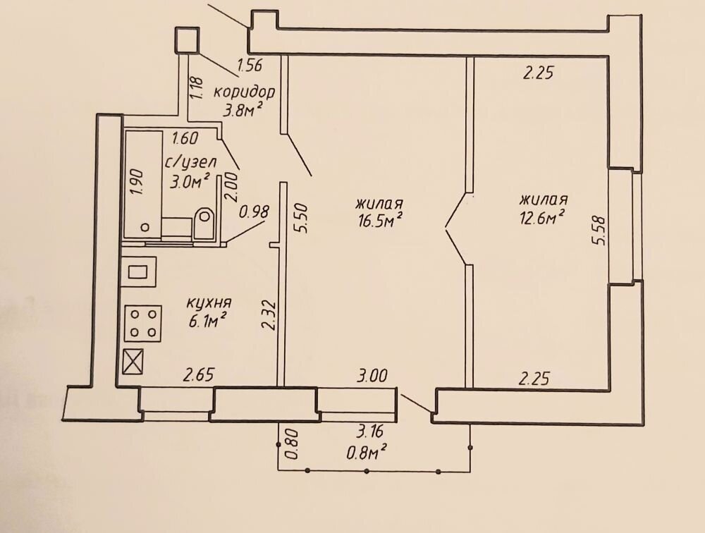 2-комнатная квартира по адресу Минск, Люксембург ул., д. 105, 2-комн.