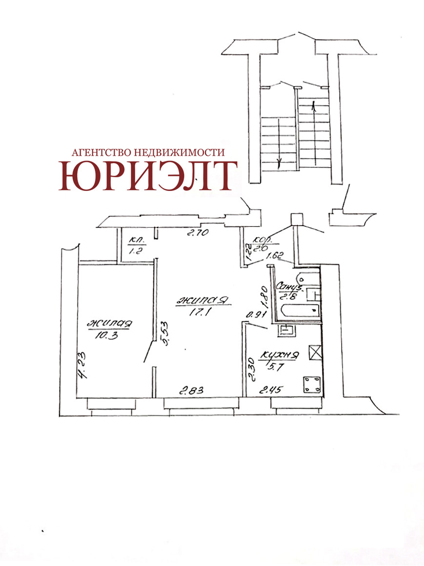 2-комнатная квартира по адресу Двухкомнатная квартира в центре города