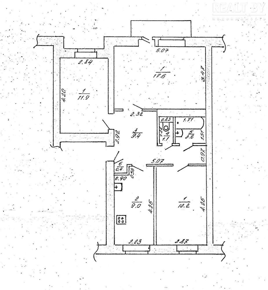 3-комнатная квартира по адресу 3 кв. в  г.Логойске