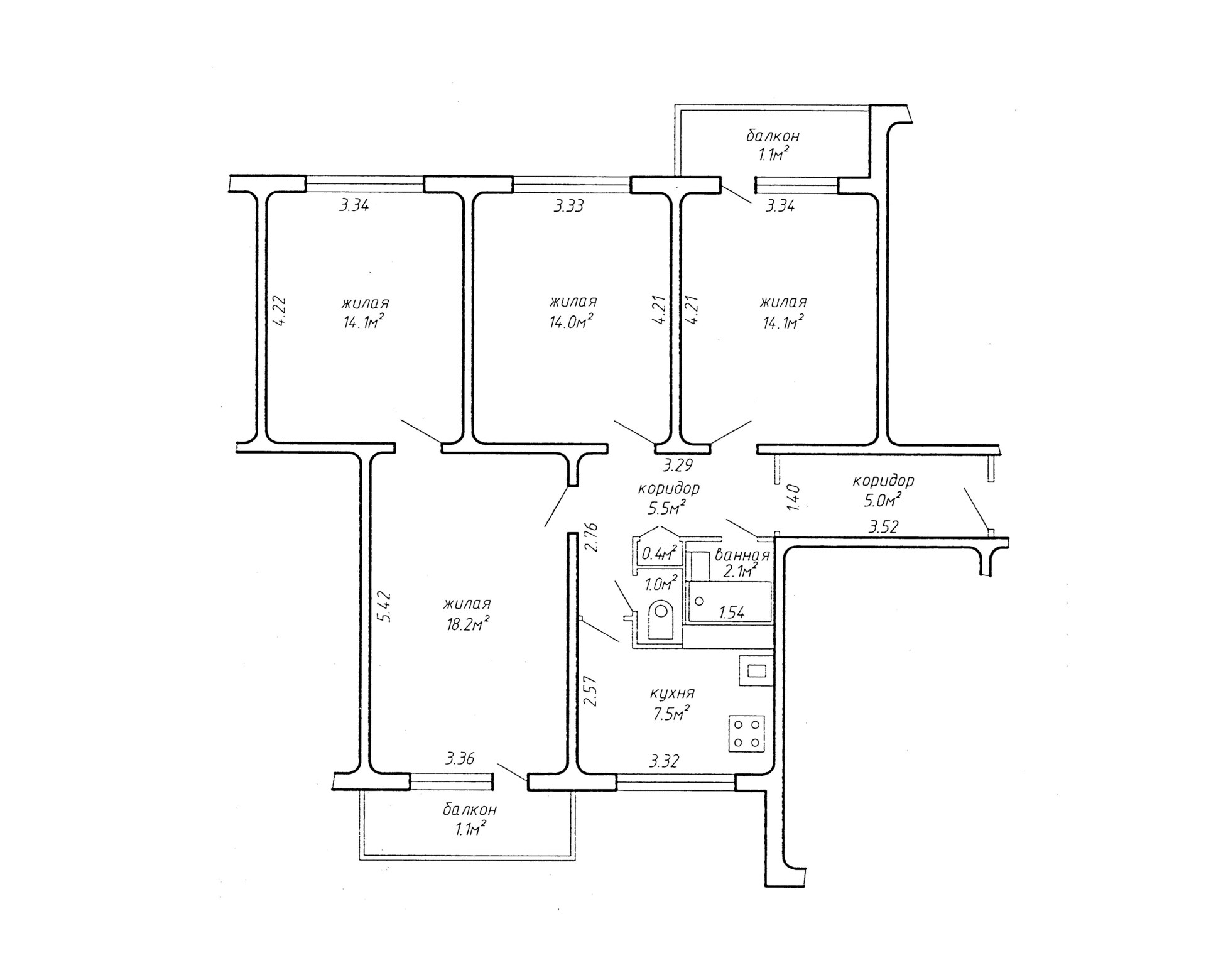 4-комнатная квартира по адресу г. Минск, Менделеева ул., д. 25