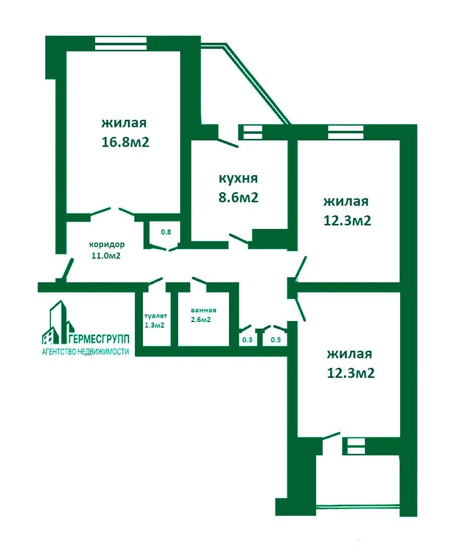 3-пакаёвая кватэра па адрасе г. Лида, М.Горького ул., д. 130