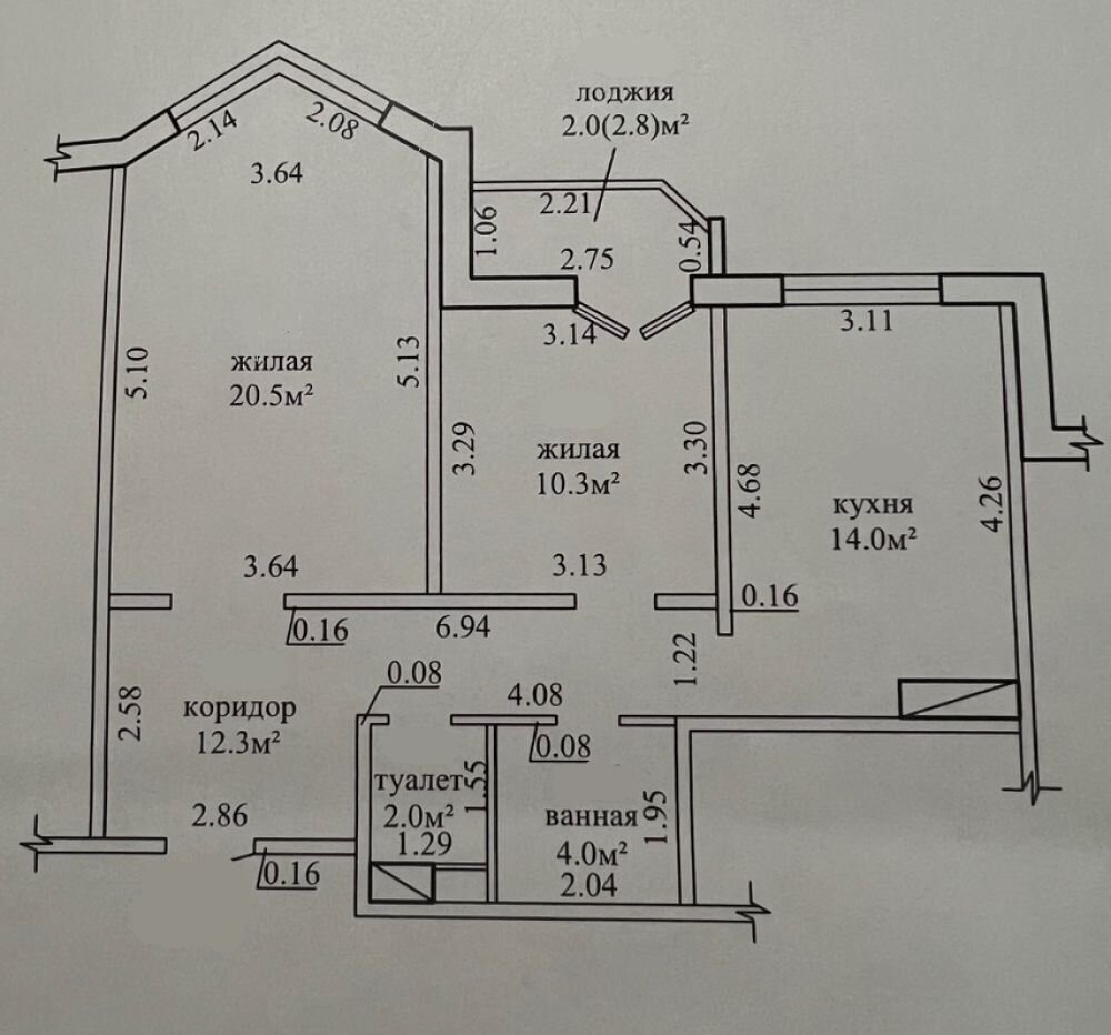 2-комнатная квартира по адресу г. Фаниполь, Брестская ул., д. 3, к. Б