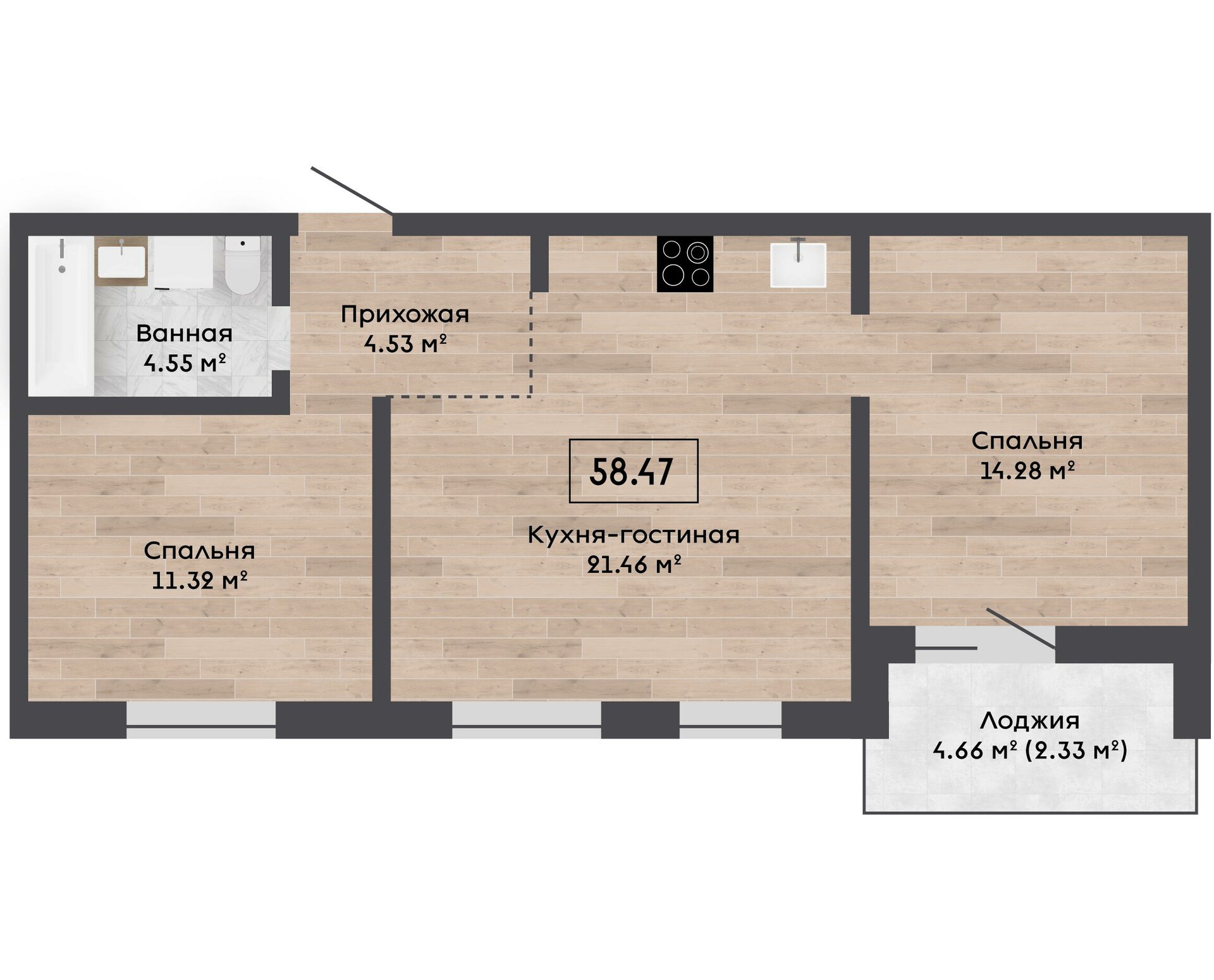 3-комнатная квартира по адресу аг. Колодищи, Серебряный Лес ул., д. 12