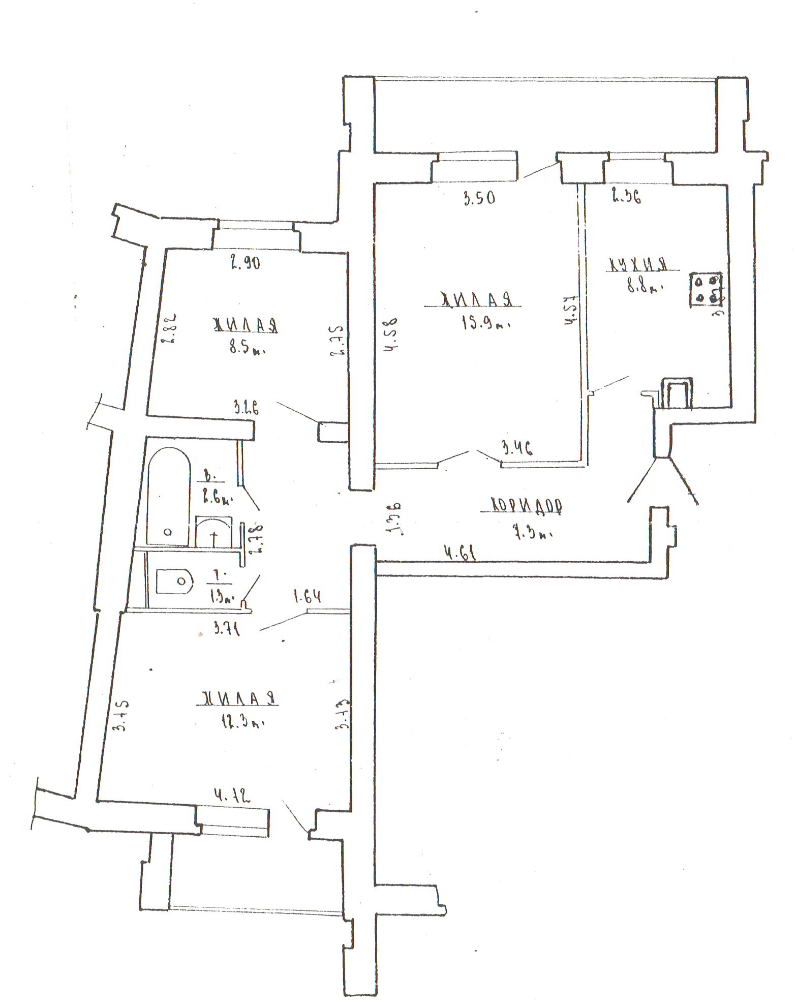 3-комнатная квартира по адресу 3 кв. Сморговский тракт, д.10