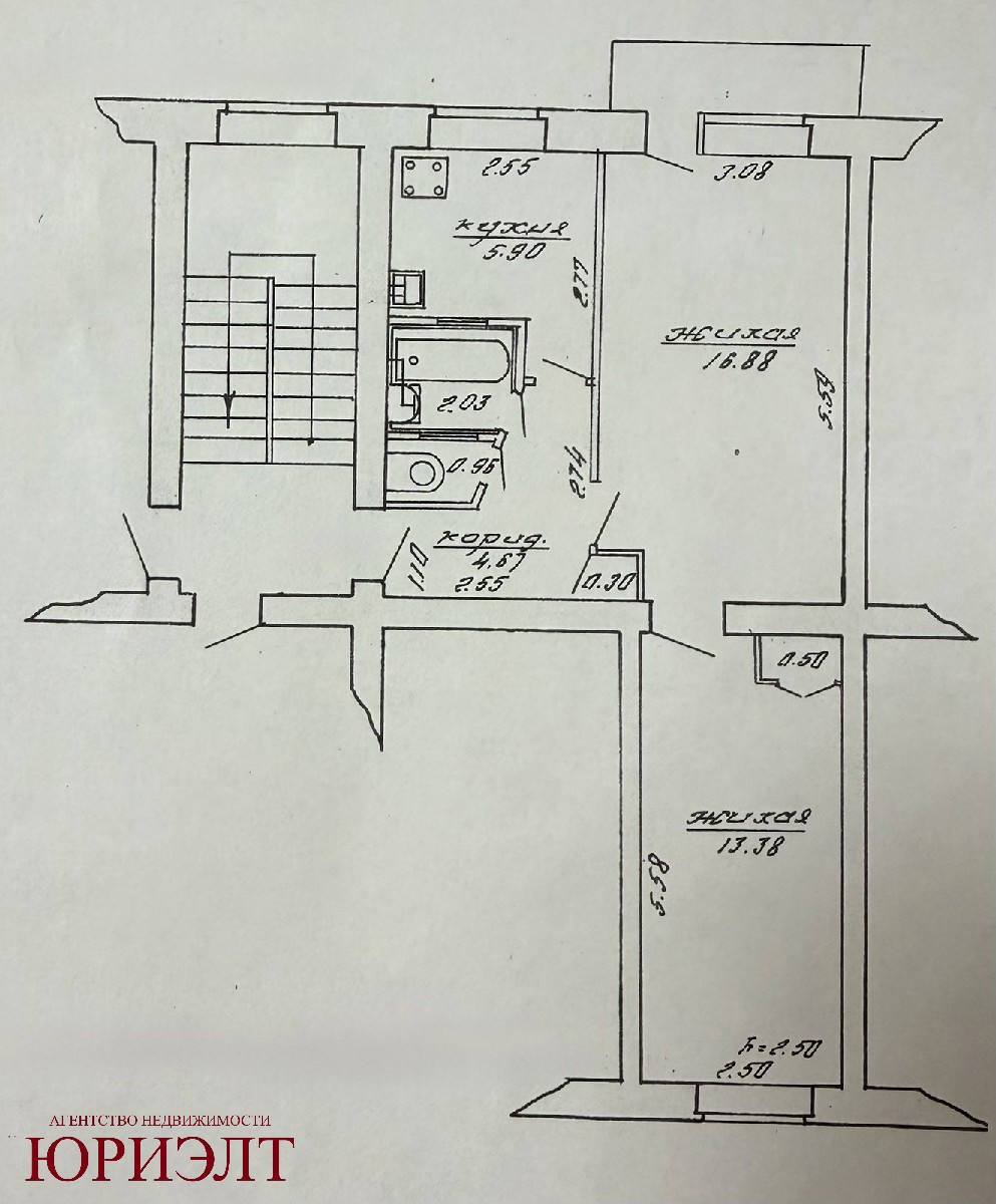 2-комнатная квартира по адресу ул. Фрунзе, 16, Лида, Гродненская область