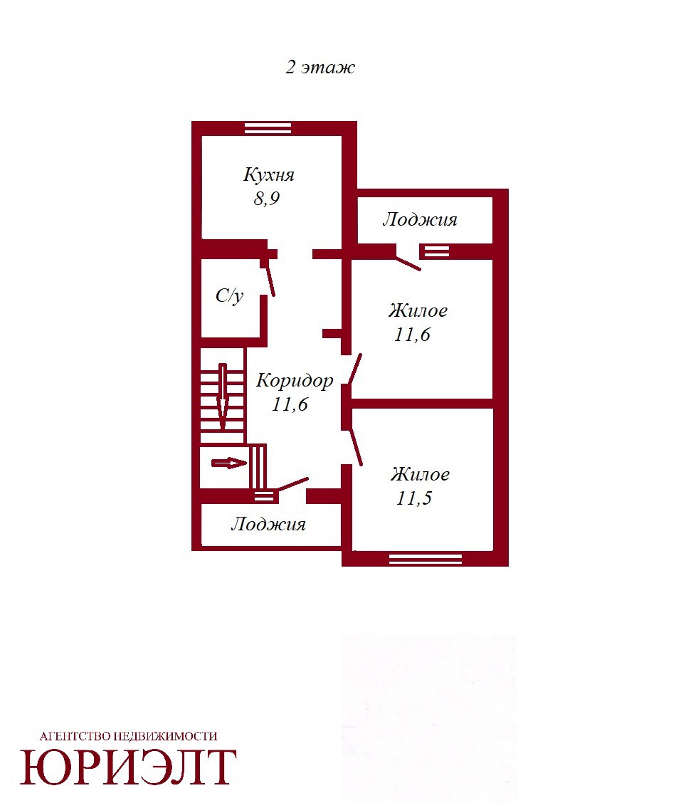2-комнатная квартира по адресу Лунинецкая ул., п. Городище, Брестская область