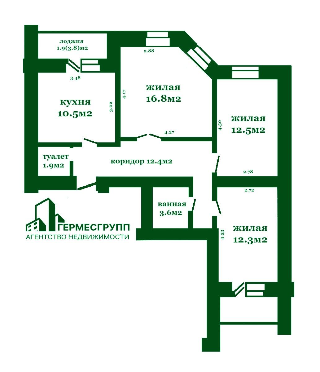 3-комнатная квартира по адресу г. Орша, Ленина ул., д. 81, к. 3