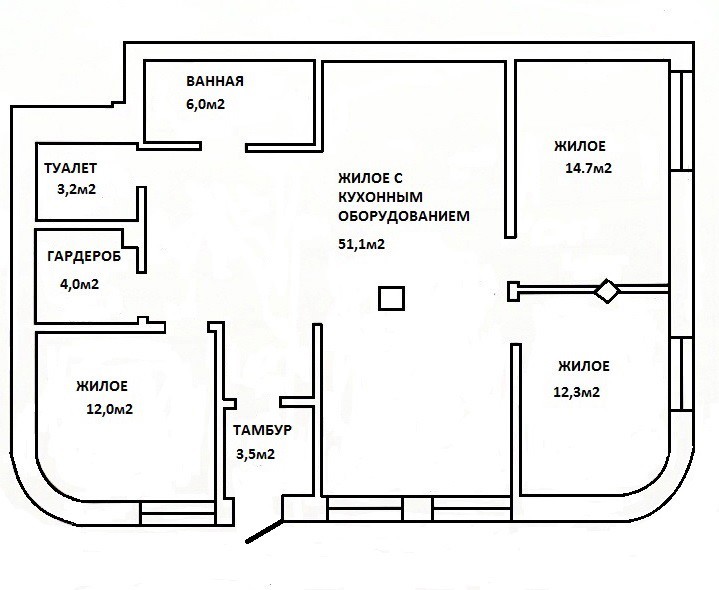 3-комнатная квартира по адресу Интернациональная ул., 15, Брест, Брестская облас...