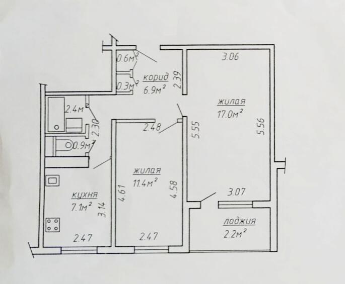 2-комнатная квартира по адресу г. Минск, Гамарника ул., д. 20, к. 1