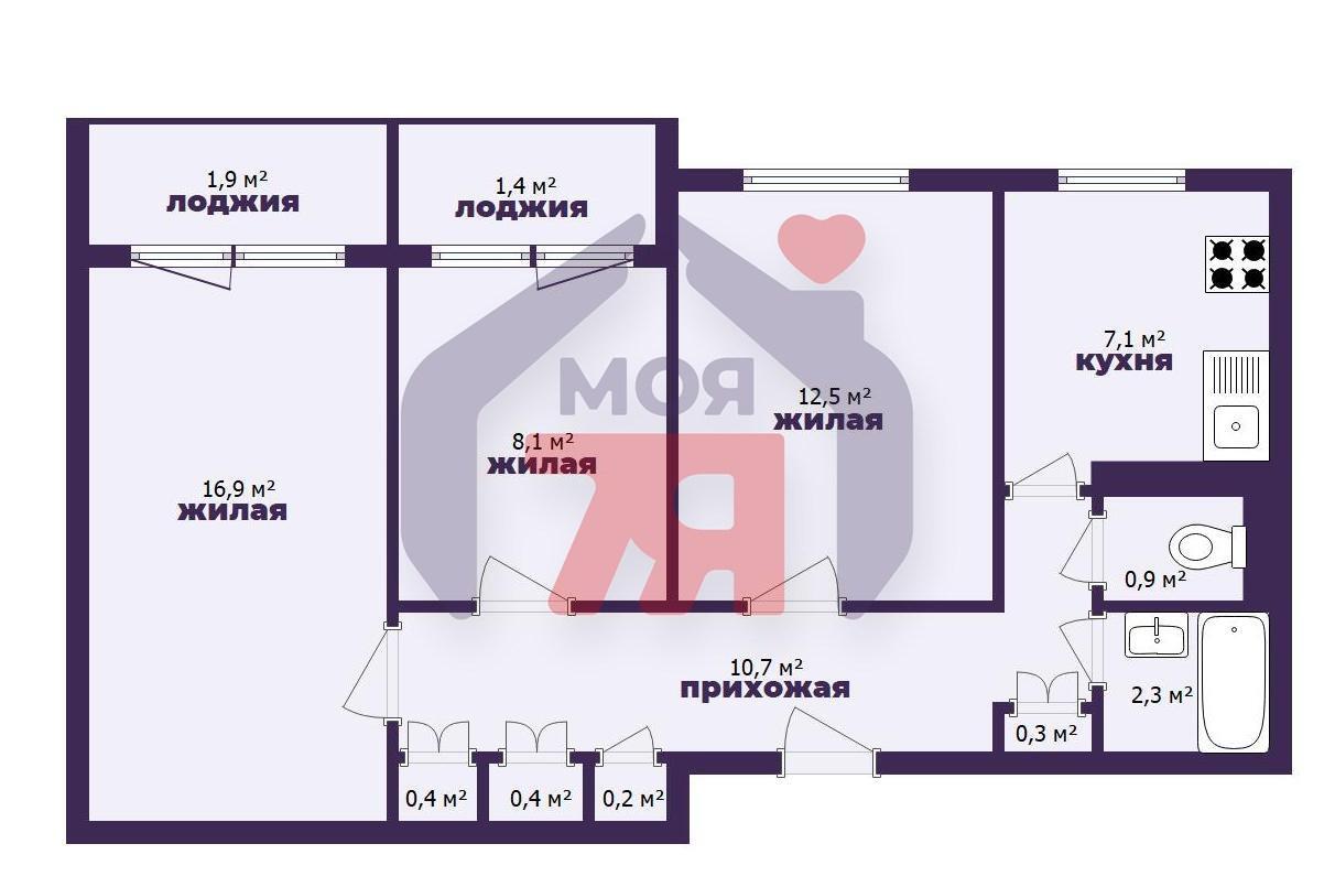 3-комнатная квартира по адресу г. Борисов, Строителей ул., д. 36