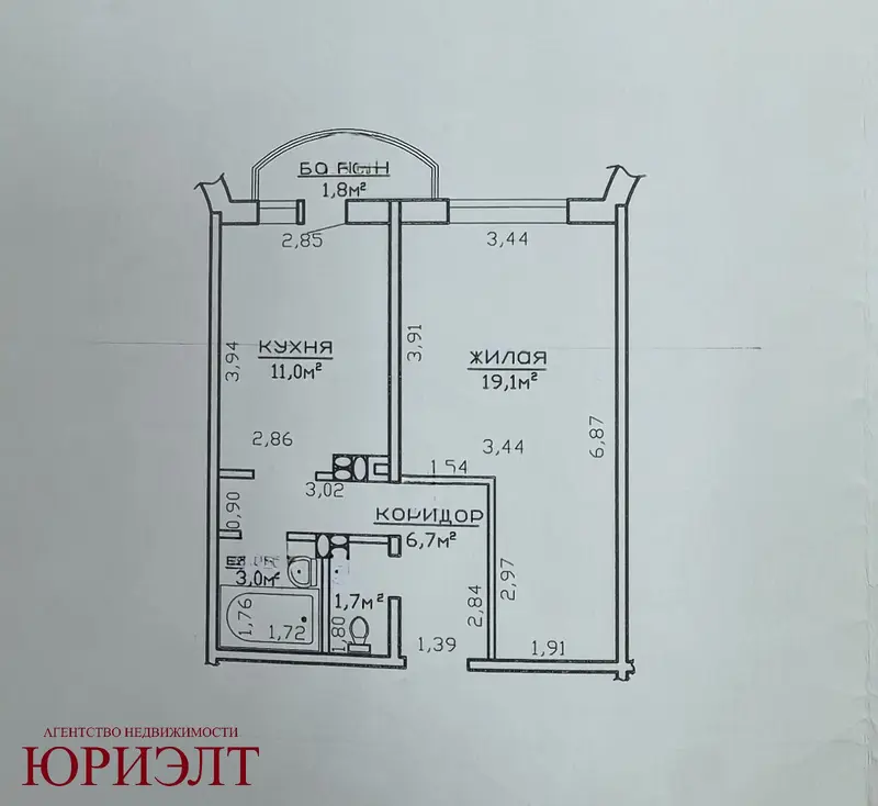  1-комнатная квартира в Гомеле на улице Головацкого 140