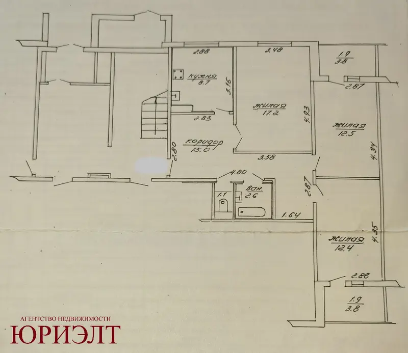  3-комнатная квартира в Лиде на улице Рыбиновского 72