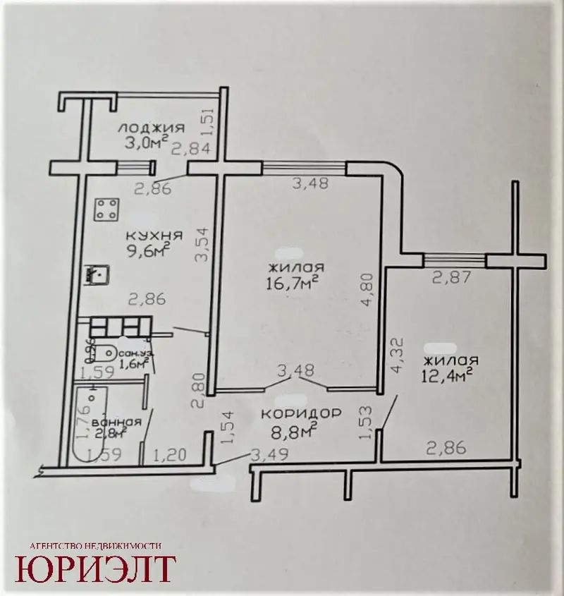  2-комнатная квартира в Гомеле на улице Свиридова 85