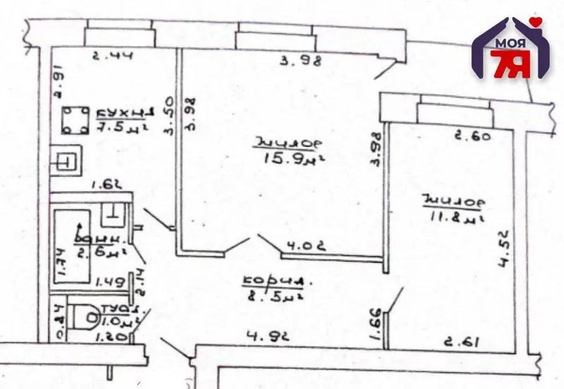  2-комнатная квартира в Молодечно на улице Городокская 114