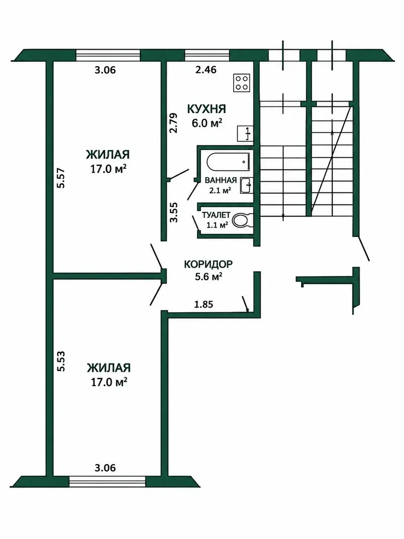 2-комнатная квартира, ул. Космонавтов, 14к1, Лида