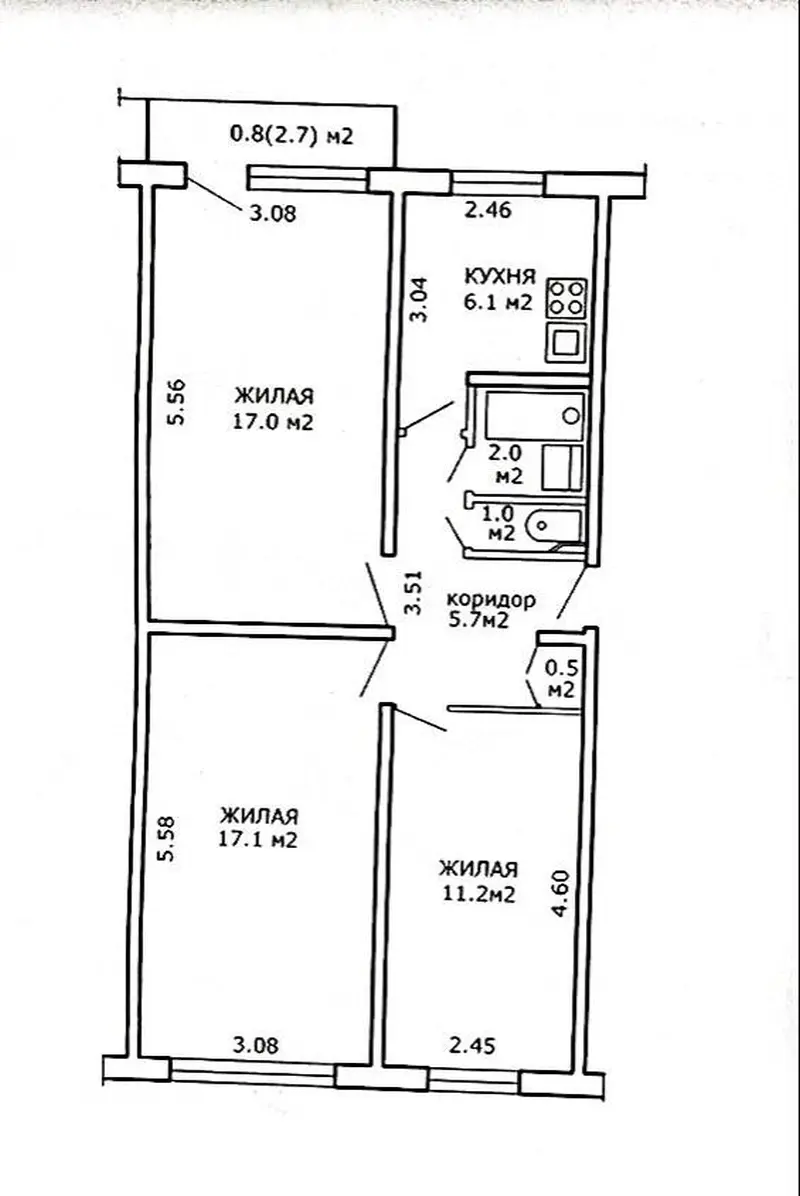 3-комнатная квартира, проезд Голодеда, 13, Чижовка, Минск